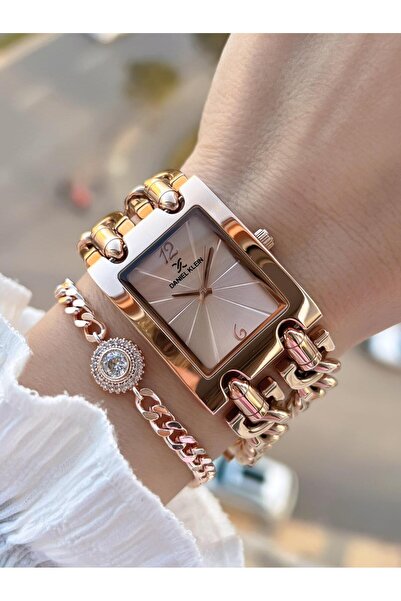 Daniel Klein 30 Mt Water Resistant Women's Wristwatch+Bracelet with Steel Chain Design Strap B.10036.S6