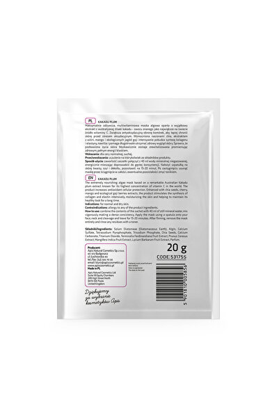 Apis Natural Cosmetics Kakadu Plum single-dose alginate mask with chia seeds and freeze-dried plums, 20 g