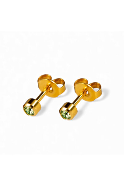 HANNY Sterile medicinal earrings, peridot stone, gold metal, AUGUST