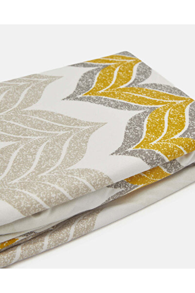 REDTAG Grey And Mustard Geometric Printed Fitted Sheet (Double Size)