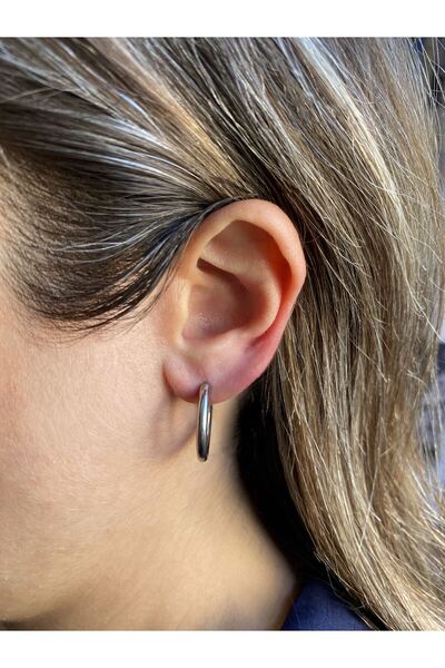 GOX حلق دائري فضي من الفولاذ مقاس كبير - 2 سم