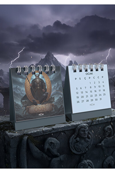 Miona 2026 Masaüstü Mitolojik Temalı Takvim - Odin (8x11)