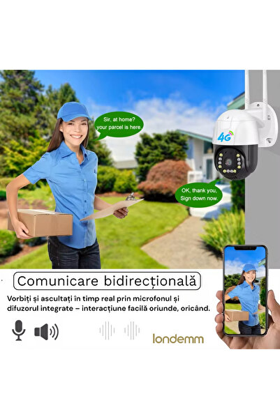 LONDEMM LONDEMM SIM Card Video Surveillance Camera, 4G connection, Full HD 1080P, 3MP