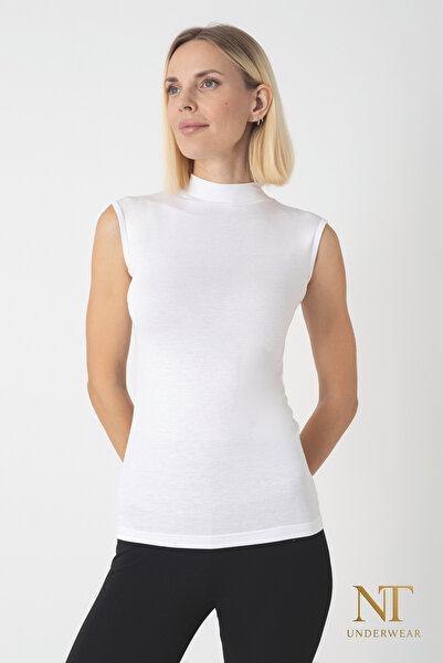 NT Underwear Women's Bamboo Turtleneck Zero-Sleeve Bodysuit – Lightweight, Comfortable, and Stylish