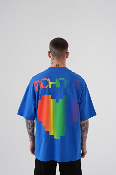 Machinist Ανδρικό μπλουζάκι oversized MCHNST Love με τύπωμα oversized γαλάζιο