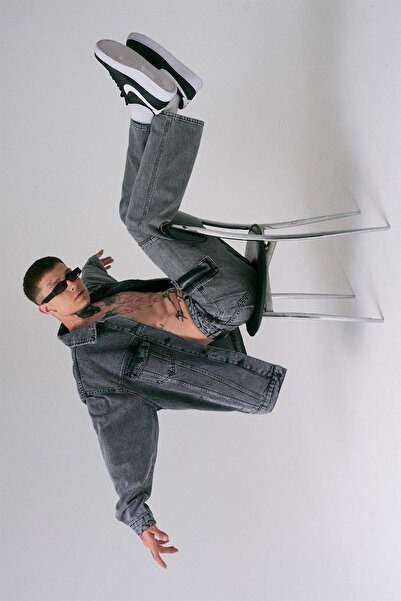 Machinist Men's Washable Cargo Pocket Pack Baggy Fit Jean Trousers Anthracite