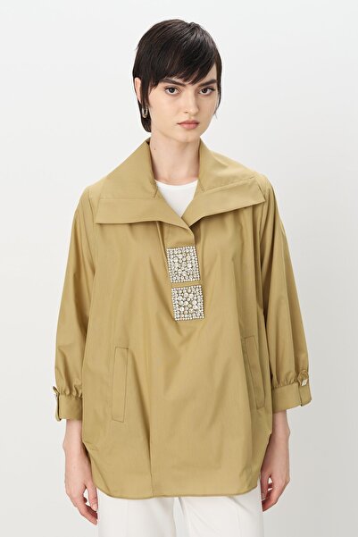 Nihan Kare Taşlı Gömlek Pamuk Tunik Kekik