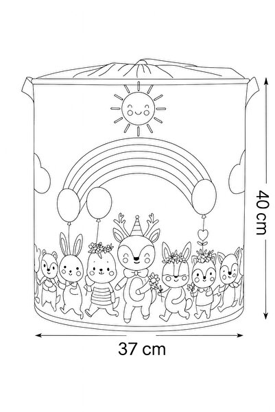 HomyJRs Cute Dancing Animal Printed Mesh Multi-Purpose Toy Dirty Laundry Basket Folding Organizer 37X40