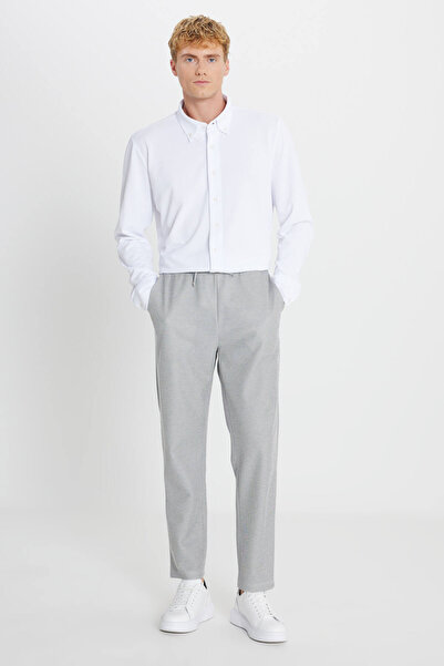 AC&Co / Altınyıldız Classics Men's Black Melange Cotton Standard Fit Regular Cut Tie Waist Side Pocket Sweatpants