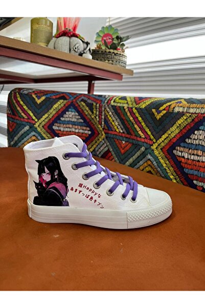 lias desing VÂNZARE En kurom pisică perechi de pantofi sport pentru fete cu imprimeu din in alb