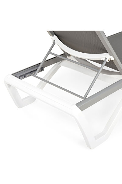 Maison Mex Set mobilier grădină/terasă 2 sezlonguri si masuţã, YATI, alb/gri