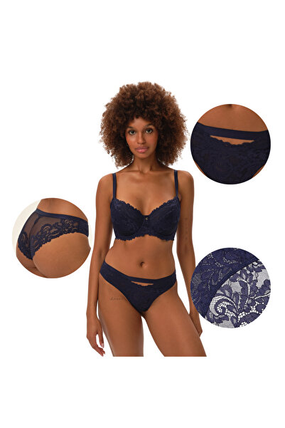 ESOTIQ Chiloți eleganți pentru femei, cu imprimeu din plasă și dantelă, decupați în față, sexy | Lynn