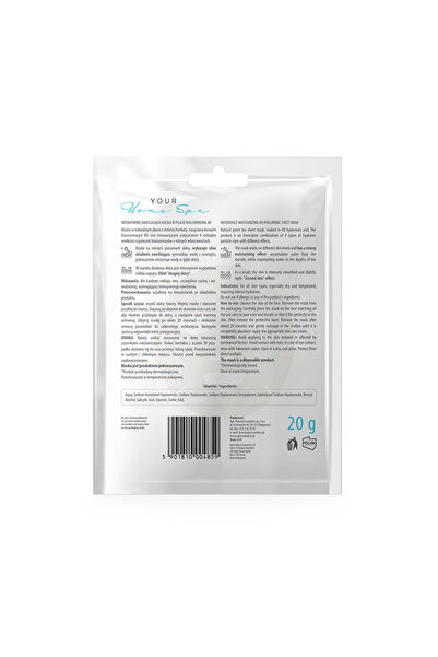 Apis Natural Cosmetics Intensively hydrating sheet mask with 4D Hyaluronic Acid for all skin types, Single dose
