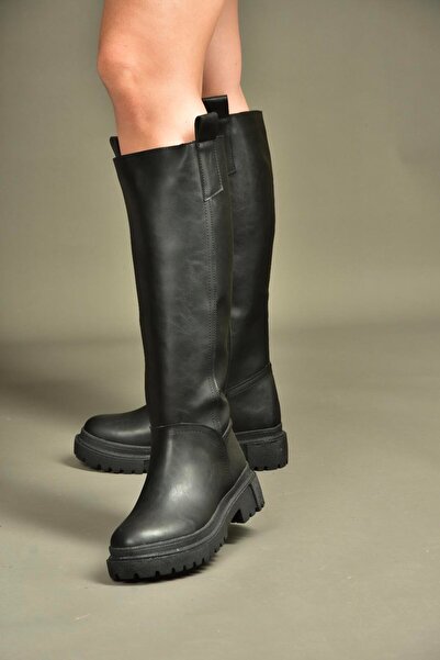 Fox Shoes V973555509 Black Leather Flat Sole Women's Riding Boots