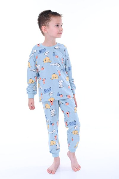 YEDKİDS Boys' Pajama Set 100% Cotton Anti-Sweat Fabric