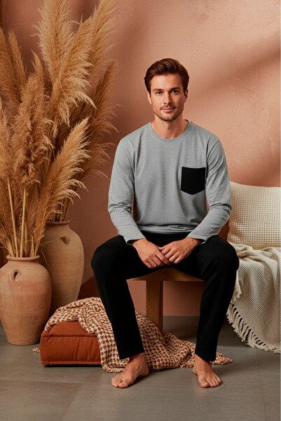 LİLA İÇ GİYİM Men's Interlock Winter Pajama Set