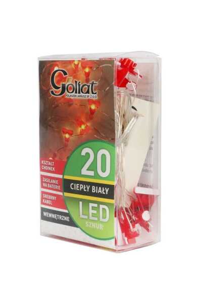 Goliat Lampki choinkowe na sznurze CZAPKI MIKOŁAJA 20 led na baterie