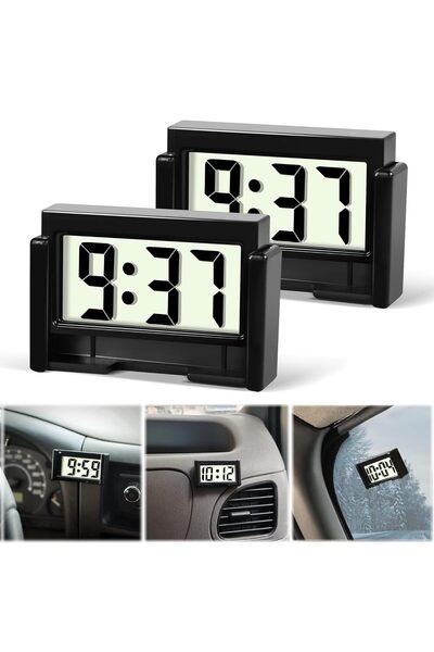EXCEFORE ساعة رقمية للوحة قيادة السيارة، قطعتان، شاشة LCD كبيرة لعرض الوقت وا...