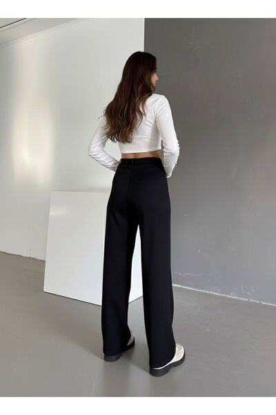 HA-KA GİYİM Women's Palazzo Pleated High Waist Imported Fabric Doubleface High-Quality Product Does Not Shrink or Fade