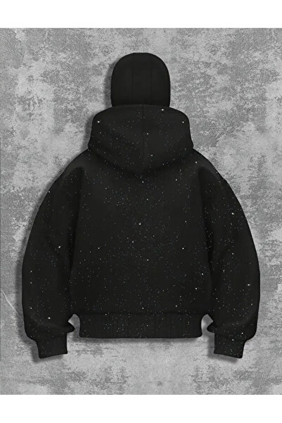 Touz Moda Crystal Glitter Stone Printed Cardigan with Hooded Snow Masks