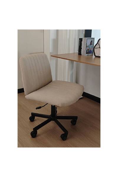 NKX كرسي كمبيوتر كروس بوردر (بيج، قماش) بأرجل وبكرات سوداء للاستخدام في المكتب والمنزل
