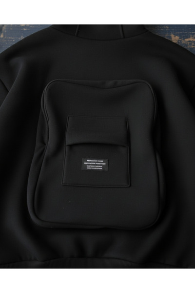 Touz Moda Bag Detail Streetwear Hooded Cardigan