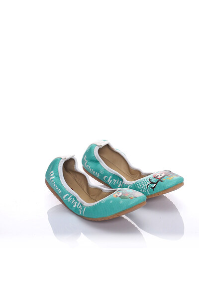 Streetfly Christmas Themed Printed Colorful Foldable Women's Ballerinas