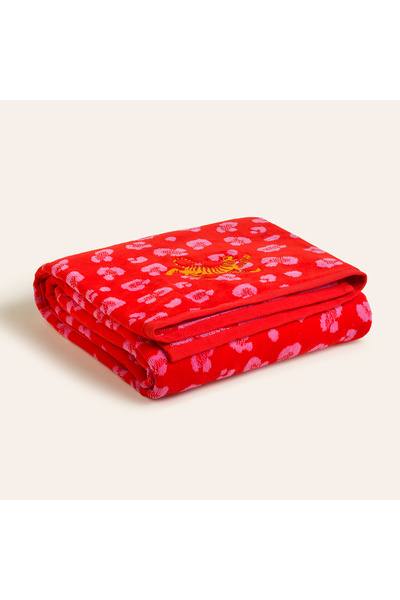 Zsa Zsa Zsu Tabea Nakışlı Kadife Pamuk Banyo Havlusu 90x150 Cm Pembe - Kırmızı