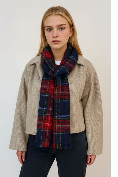 sf collection Women's Winter Soft Textured Christmas Colorful Checkered Scarf