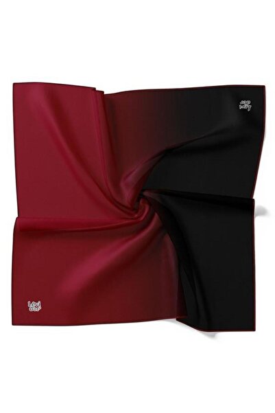 Levidor Twill İpek Eşarp - Degrade - Bordo Siyah