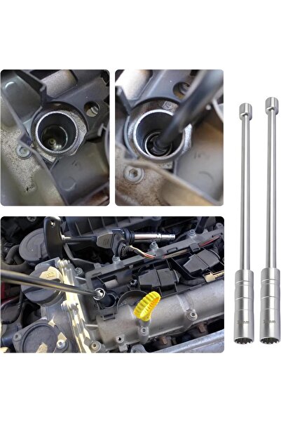 NALACAL Spark Plug Socket Set 14mm & 16mm, 3/8" Drive Magnetic Thin Wall, 360° Swivel