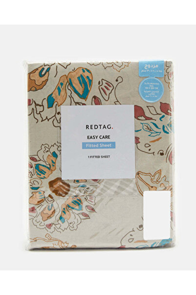 REDTAG Beige Printed Fitted Sheet (Double Size)