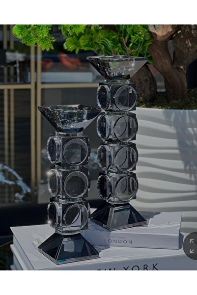 zepce design 2'li Katlı Yuvarlak Kristalli Şamdan