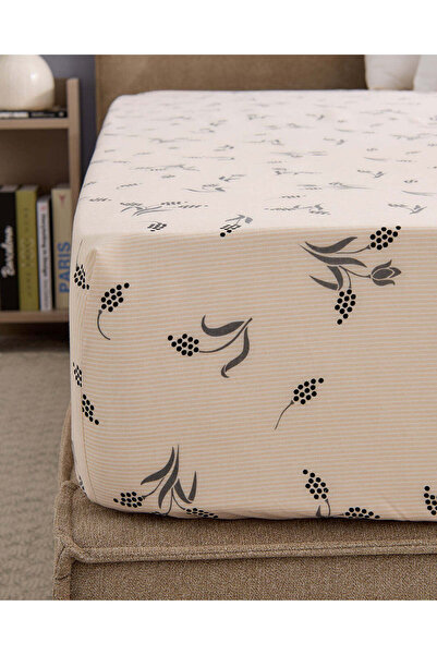 REDTAG Ivory Floral Printed Fitted Sheet (Twin Size)