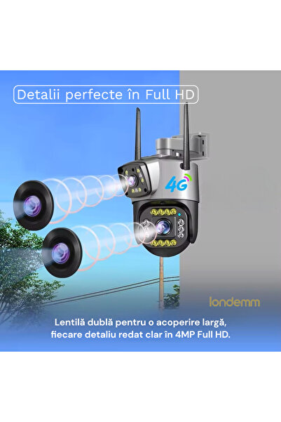 LONDEMM LONDEMM Dual Video Surveillance Camera With 4G SIM Card, 4MP Full HD