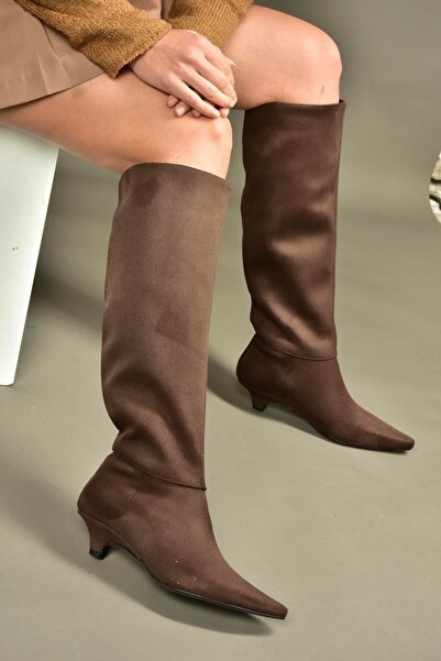 Fox Shoes V404012302 Brown Suede Short Heeled Women's Boots