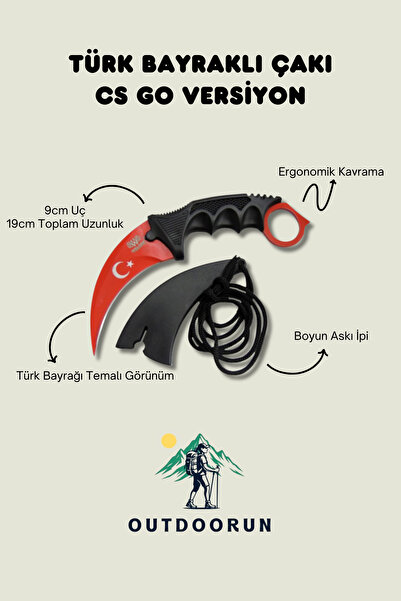 Welder Türk Bayraklı Çakı CS GO Versiyon - 19 cm