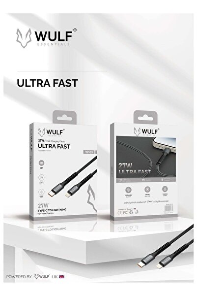 Wulf Essentials W109 27W Ultra Fast Charging Braided Cable – 1M Type-C to Lightning