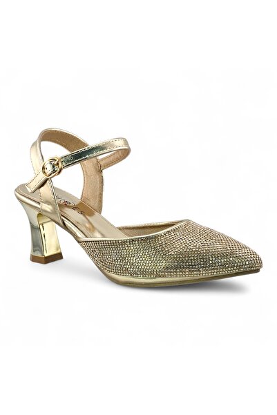 Sunrise Pearl Embellishment Close Toe Ankle Strap Heel