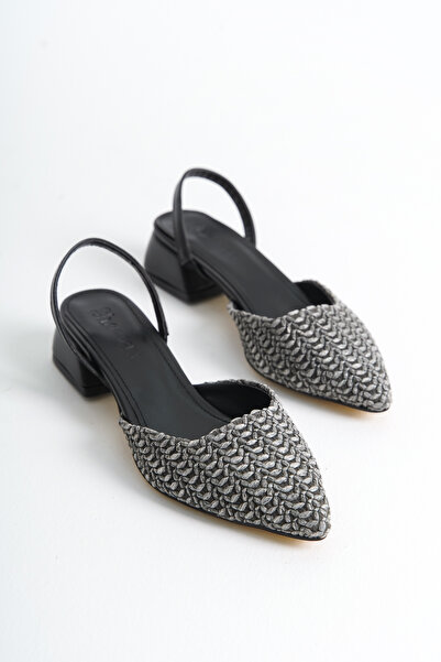 Redoxy Pantofi cu toc pentru femei, cu design special, din material de paie, ...