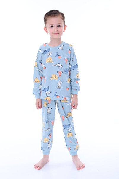 YEDKİDS Boys' Pajama Set 100% Cotton Anti-Sweat Fabric