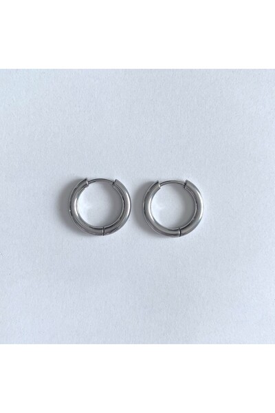 GOX حلق دائري فضي من الفولاذ حجم صغير - 1.5 سم