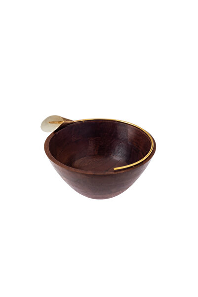 Dania ✨ Indian wooden serving bowl with a gold brooch – The luxury of nature (25×12×25 CM)