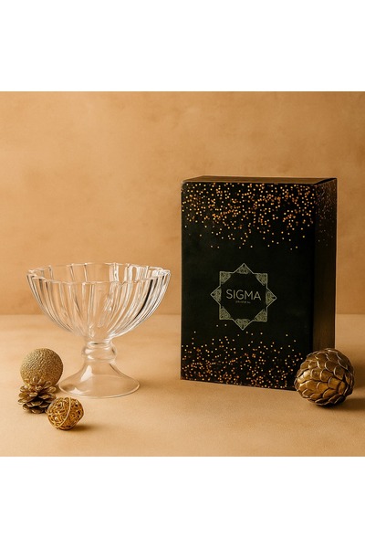 Sigma Home Şeffaf Cam Ayaklı Sunumluk - Ayaklı Cam Sunum Kasesi - Şekerlik