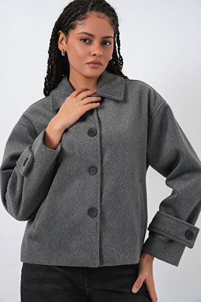 Bigdart Women's Short Cashmere Jacket 0724 - Anthracite