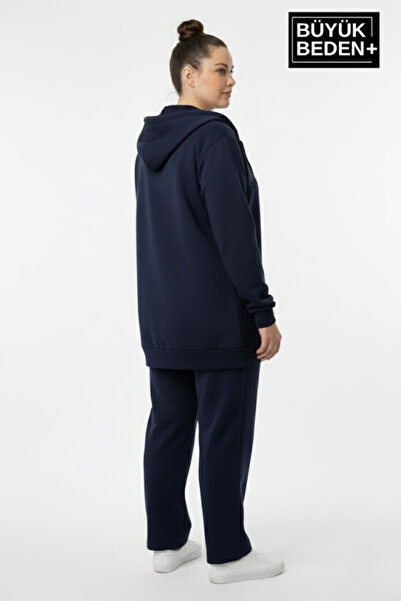 Superlife Women's Plus Size Zippered Hooded Unified Printed Sweatshirt Cardigan Spr26Bhrk924