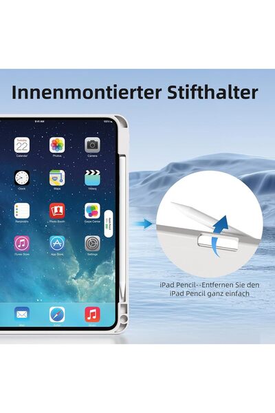 OSIRION Case for iPad Pro 13 inch (2024) with Pencil Holder & Trifold Stand, Grey