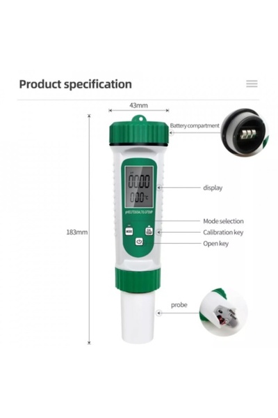 Oway Multimetru 6 în 1 pentru calitatea apei OW-786, pH/EC/TDS/Sare/S.G./Temp.