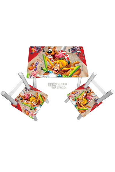 Marcoshop Masă pentru copii cu 2 scaune Shaggy și Scooby Doo