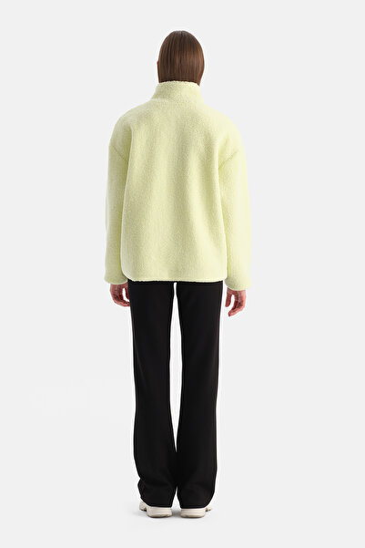 Dagi Light Green Women's Front Zipper Fleece Coat